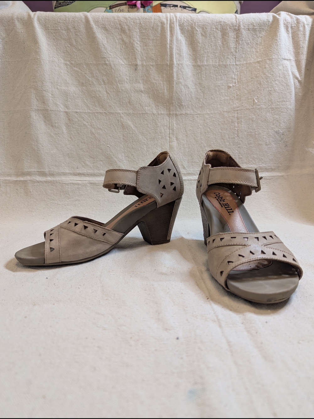Cobb Hill Taupe Cutout Block Heel Sandals